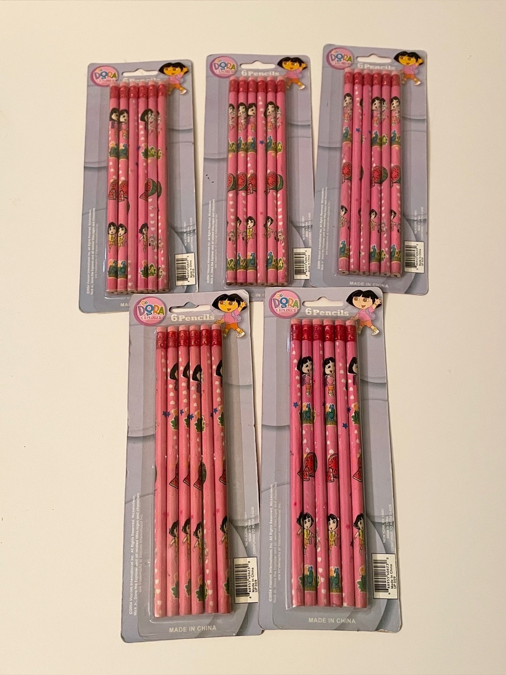 Vintage Dora The Explorer Wood Pencils Lot of 5 Packs